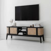 MUST Living TV-meubel Raffles Rotan en hout, 170cm - Zwart, Naturel - thumbnail