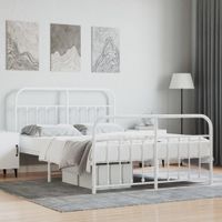 Bedframe met hoofd- en voeteneinde metaal wit 150x200 cm - thumbnail