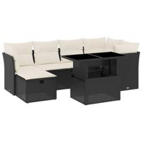 vidaXL 7-delige Loungeset met kussens poly rattan zwart, tuinset, tuinmeubel, terrasset, tuinbank, terrasmeubel, loungebank, loungeset tuin