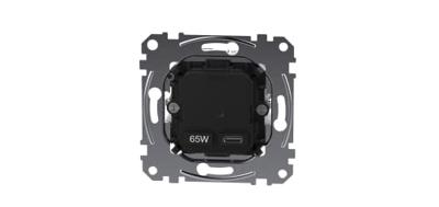 Schneider Electric Merten MEG4366-0130 USB-laadstation type 1x USB C met Power-Delivery-technologie en 65W laadvermogen