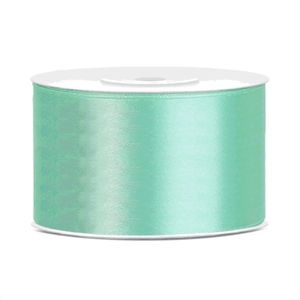 1x Mint groene satijnlint rollen 3,8 cm x 25 meter cadeaulint verpakkingsmateriaal   -