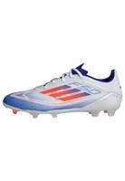 adidas F50 League voetbalschoenen voor dames en heren, stevige grondschoenen, Wolk Wit Zonne Rood Lucide Blauw, 39 1/3 EU