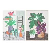 DKD Home Decor Canvas foto (2 stuks) (52 x 2,7 x 72 cm)