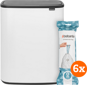 Brabantia Bo Touch Bin 2 x 30 Liter White + Vuilniszakken (120 stuks)