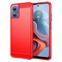 Motorola Moto G34 Geborsteld TPU Hoesje - Koolstofvezel - Rood