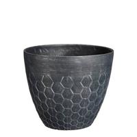 Mica Decorations Bravo Bloempot - H32,5 x Ø38 cm - Honingraat - Zwart