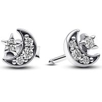 Pandora 292990C01 Oorknoppen Moon-Star zilver-zirconia wit