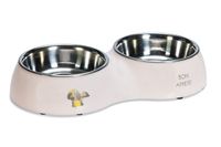 Beeztees Puppy Binky 2 Dinerset hond plastic/RVS roze - thumbnail