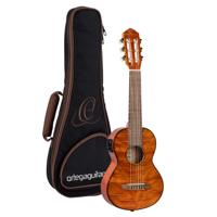 Ortega Guitars Guitarlele elektrische akoestische reisgitaar - Mini/Travel Series - 6 snaren - inclusief Gigbag - gevlamd mahogany (RGLE18FMH)