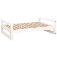 vidaXL Hondenmand 95,5x65,5x28 cm massief grenenhout wit, hondenbed, puppybed, hondenbedden, puppymand, huisdierenmand, puppymanden, puppybedden