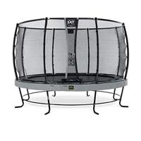 EXIT Toys Elegant Premium Ronde Trampoline - Met Deluxe Veiligheidsnet - Extra Sterk en Stabiel Frame - Lange Veren - Roestvast - Eenvoudige Montage - Luxe Afwerkingsniveau - ø366cm - Grijs
