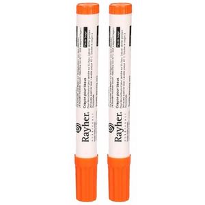 2x stuks oranje textielstift met dikke punt