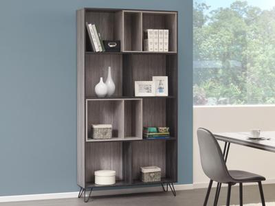 Boekenkast ECLAT 10 vakken asgrijs/grijs eikenhout