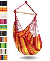 AMAZONAS - XL hangstoel Brasil, hangstoel zonder frame met grote zitting, handgemaakt in Brazilië, belastbaar tot 150 kg; zitvlak 1,6 m x 1,3 m; staaflengte 1,1 m, kleur: papaya