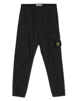 Stone Island Junior pantalon en coton à patch logo - Noir