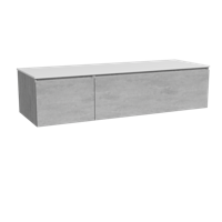 Storke Edge zwevend badmeubel 150 x 52 cm beton donkergrijs met Tavola enkel of dubbel wastafelblad in solid surface mat wit