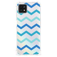 OPPO A53 5G | A73 5G Doorzichtige Silicone Hoesje Zigzag Blauw