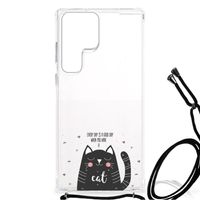 Samsung Galaxy S23 Ultra Stevig Bumper Hoesje Cat Good Day - thumbnail