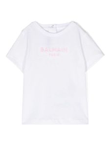 Balmain Kids t-shirt en coton à logo brodé - Blanc