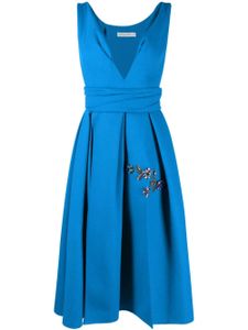 Christian Dior Pre-Owned robe évasée à design plissé (2010) - Bleu