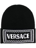 Versace bonnet à logo en intarsia - Noir - thumbnail