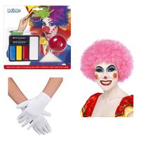 Clown verkleed set volwassenen - Pruik/schmink/handschoenen - thumbnail