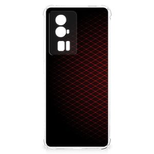 Xiaomi Poco F5 Pro Doorzichtige Silicone Hoesje Geruit Rood