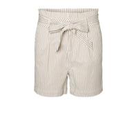 VERO MODA gestreepte high waist wide leg bermuda wit/beige