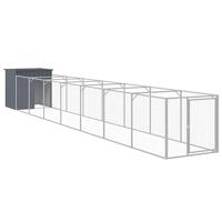 vidaXL Hondenhok met ren 110x813x110 cm gegalvaniseerd staal antraciet, hondenkennel, hondenverblijf, huisdierenhok, hondenbench, dierenverblijf