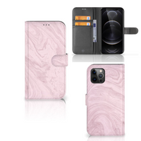 Apple iPhone 12 Pro Max Bookcase Marble Pink - Origineel Cadeau Vriendin - thumbnail