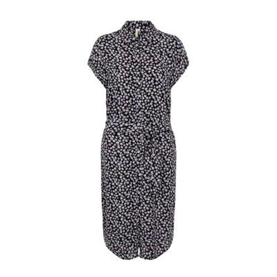 PIECES blousejurk NYA met all over print en ceintuur paars/zwart PIECES blousejurk NYA met all over print en ceintuur paars/zwart