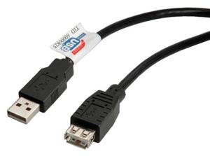 ROLINE USB 2.0 Kabel, type A-A, M/F, zwart, 0,8 m