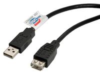 ROLINE USB 2.0 Kabel, type A-A, M/F, zwart, 0,8 m - thumbnail