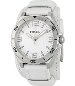 Horlogeband Fossil BQ1168 Onderliggend Leder Wit 22mm