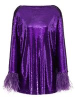 Valentino Garavani robe courte bordée de plumes à sequins - Violet - thumbnail