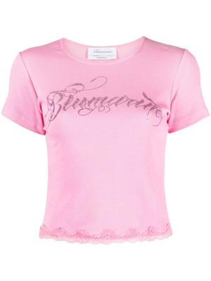 Blumarine T-shirt verfraaid met kralen - Roze
