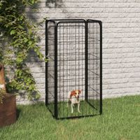 Hondenkennel 4 panelen 50 x 100 cm gepoedercoat staal zwart - thumbnail