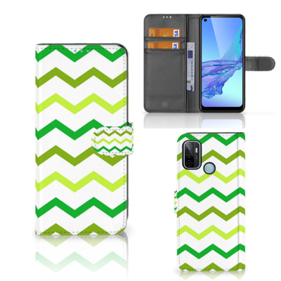 OPPO A53 | OPPO A53s Telefoon Hoesje Zigzag Groen OPPO A53 | OPPO A53s Telefoon Hoesje Zigzag Groen