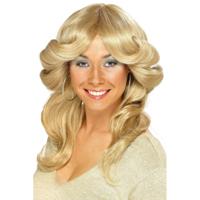 Sixties/Seventies verkleed pruik voor dames - blond - pruiken met lang golvend haar - thumbnail