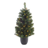 Everland Imperial Kunst kerstboom - groen - H90 cm - met kerstverlichting - kunstboom - thumbnail