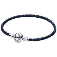 Pandora 592790C01 Armband Round Clasp Blue zilver-leder blauw