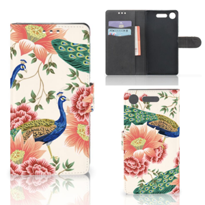 Telefoonhoesje met Pasjes voor Sony Xperia XZ1 Pink Peacock