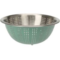 RVS keuken vergiet/zeef - afgieten etenswaren - mintgroen - 27 x 12.5 cm