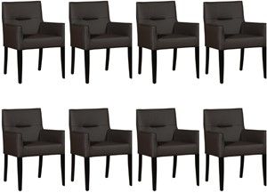 Set van 8 Donkerbruine leren landelijke eetkamerstoelen Look - Hermes Leer Caffe (donkerbruin leer)