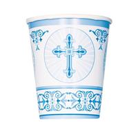 Unique Party 43826 - Radiant Cross Blue Religious Paper Cups, Pack van 8