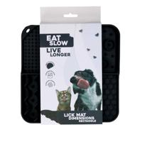 Eat Slow Live Longer Likmat - 21 x 21 cm - vierkant - snuffelmat - anti-snuffelmat - slowfeeder - afleiding - honden en katten - 100% siliconen - vaatwasmachinebestendig - grijs