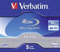 Verbatim BD-R Dual Layer - Blu-Ray Disc 50GB, 6x brandsnelheid, Afdrukbaar oppervlak, 5 Pack Jewel Case