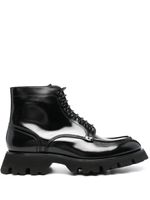 Santoni bottines en cuir à lacets - Noir