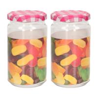 Weckpot/inmaakpot Classic - 2x - 450 ml - kunststof - draaideksel - rood - D7 x H13 cm