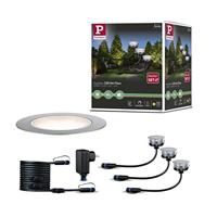Paulmann 93692 Outdoor Plug & Shine Floor Eco 3-delige basisset 3000K 3x1W zilver 93692 Grondinbouwarmatuur LED buitenverlichting, Starter-Set